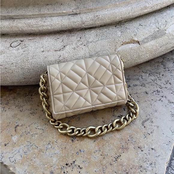 NWT Zara Quilted Chain Strap Shoulder Bag - Picture 2 of 9